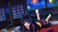 Night Stars fireworks barefoot animal ears tails Japanese 