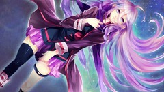 Night Stars jackets skirts scarfs long hair anime girls blue 