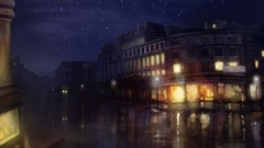 Night Stars lights London buildings streets artwork streetlamps