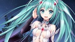 Night Stars long hair green eyes hatsune miku vocaloid green 