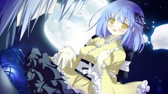 Night Stars moon blush anime girls short hair yellow eyes 