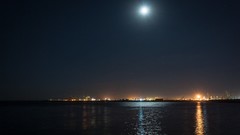 Night Stars moon ships reflections wather sealife