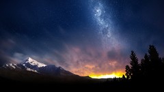 Night Stars Mountains galaxies skyscapes