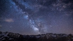 Night Stars Mountains light galaxies