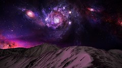 Night Stars Mountains skies galaxies outer space Photo 