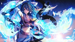 Night Stars power navel red eyes red dress bows skirts anime 