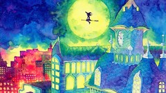 Night Stars watercolor witches towns