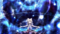Night Stars weapons dress Swords blondes gray eyes anime girls 