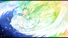 Night Stars wings feathers dress Ribbons anime girls pixiv 