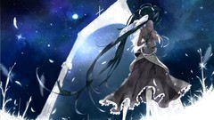 Night Stars wings feathers shirts skirts blue hair long hair 
