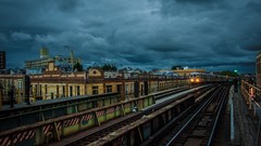 Night storm architecture USA cityscapes new york city trains 