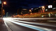Night street lights long exposure citylife
