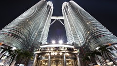 Night tower Malaysia cityscapes Petronas Towers Petronas Sauber