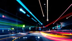Night traffic light trails