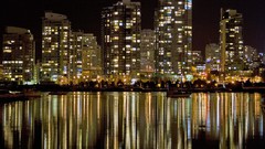 Night vancouver reflections cityscapes