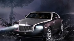 Night water cars Rolls Royce vehicles rolls-royce wraith front 