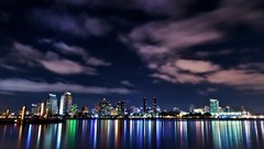 Night water clouds lights cityscapes skyscapes