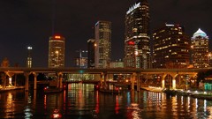 Night water light dock rivers cityscapes