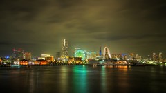 Night water light Downtown multicolor cityscapes