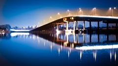 Night water lights Bridges reflections rivers long exposure