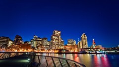 Night water lights Skyscrapers San Francisco Bridges cityscapes