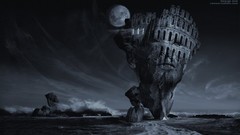 Night water moon fantasy art