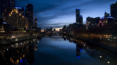 Night water river blue sky dark Melbourne yara
