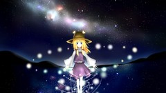 Night water Stars blondes anime girls touhou moriya suwako rin 