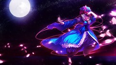 Night water Stars Butterflies moon pink hair barefoot pink eyes 