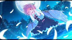Night water Stars moon wings feathers tears dress pink hair 