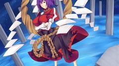 Night water Stars red eyes anime girls touhou purple hair 