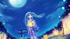 Night water wind Butterflies moon dress fireflies lanterns 