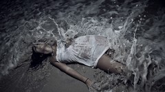 Night water woman Beaches waves closed eyes brunettes models 