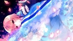 Night water woman dress reflections pink hair anime girls 