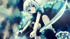 Night weapons Katana white hair konpaku youmu touhou 
