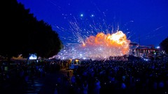 Night white lights smoke explosions fireworks TV shows 