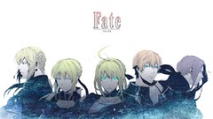 Night white white background armor saber blondes short hair 