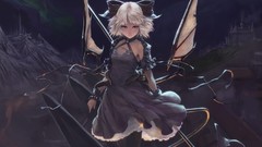 Night wings dress white hair anime girls blue eyes short hair 