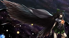 Night wings red eyes Ribbons long hair reiuji utsuho touhou 