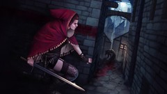 Night woman alley Swords werewolves fantasy art