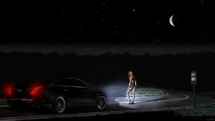 Night woman jaguar roads XJ sharp Photo manipulation jag 