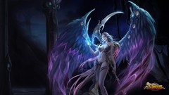 Night woman wings staff angels artwork fantasy art