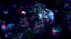 Ocean abstract jellyfish multicolor