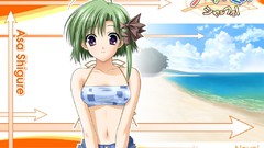 Ocean Anime Beaches anime girls green hair shuffle purple eyes 