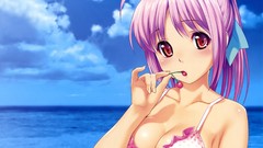 Ocean Anime cherries Beaches anime girls bra cleavage bikini