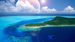 Ocean beach moon tropical