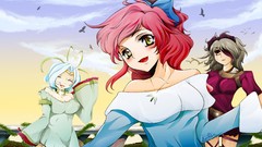 Ocean Birds Kittens pink hair anime girls