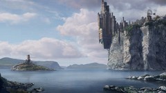 Ocean cliffs Castles artwork fantasy art towns