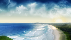 Ocean clouds Landscapes moon