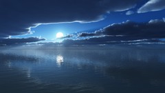 Ocean clouds moon digital
